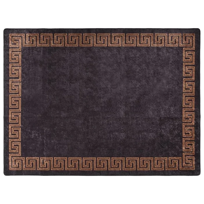 vidaXL Alfombra lavable antideslizante negro y dorado 400×300 cm