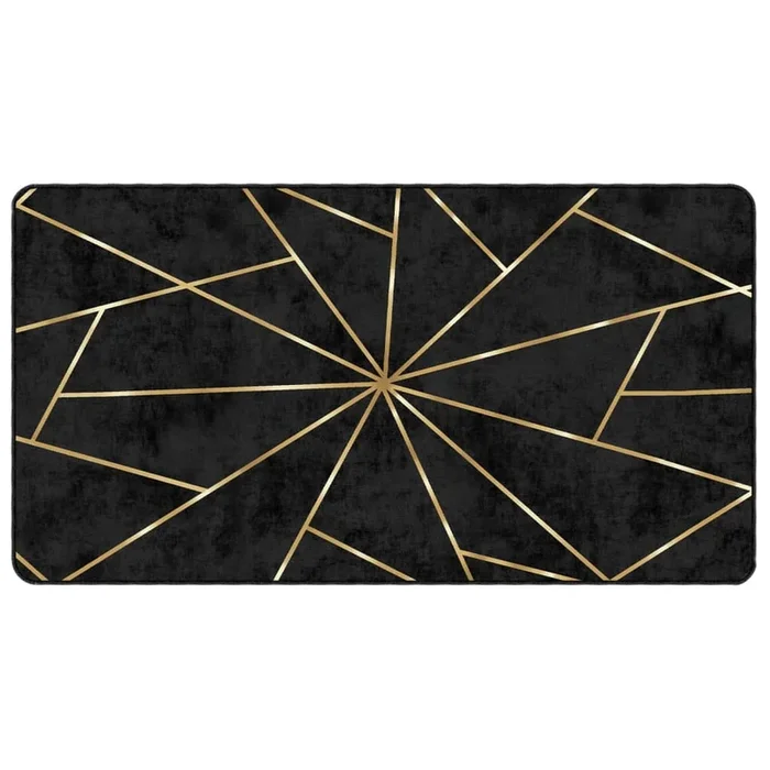 vidaXL Alfombra lavable antideslizante negro y dorado 80×150 cm