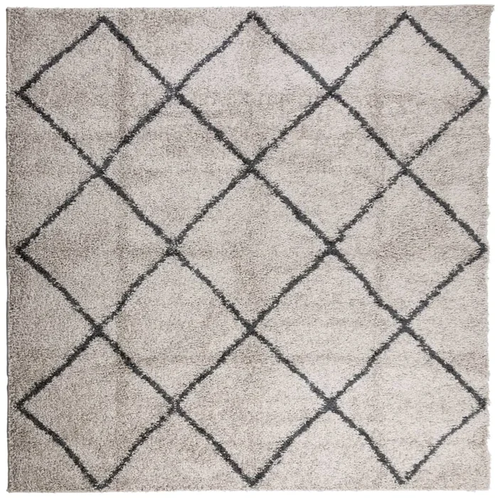 vidaXL Alfombra pelo largo moderna PAMPLONA beige antracita 240×240 cm