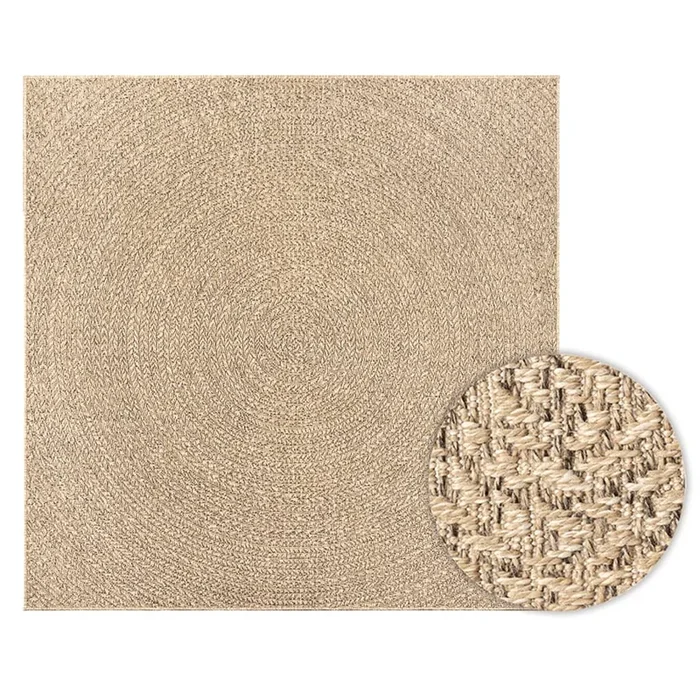 vidaXL Alfombra ZIZUR apariencia de yute interior exterior 120×120 cm (2)