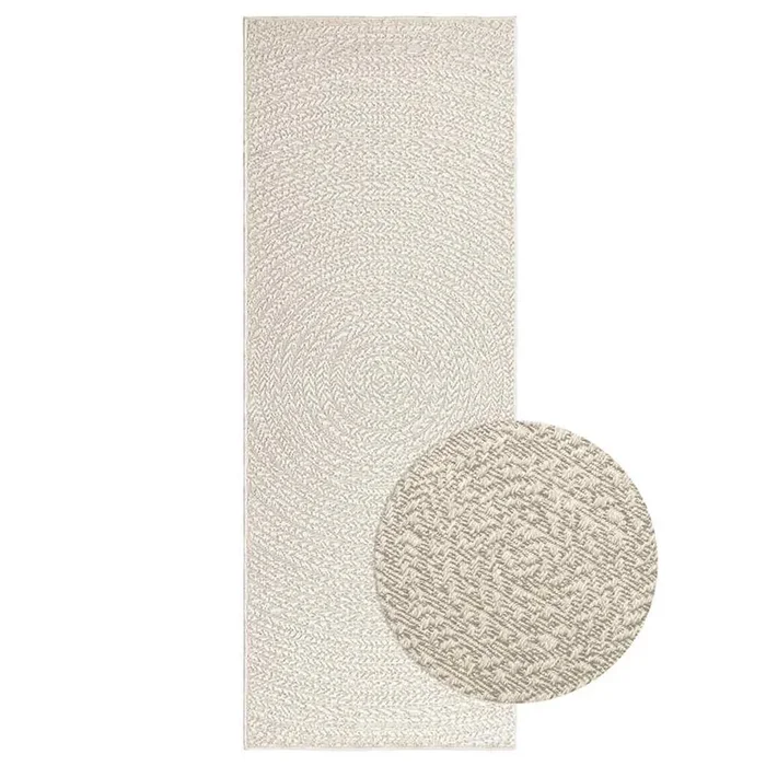 vidaXL Alfombra ZIZUR apariencia yute interior exterior crema 80x200cm (2)