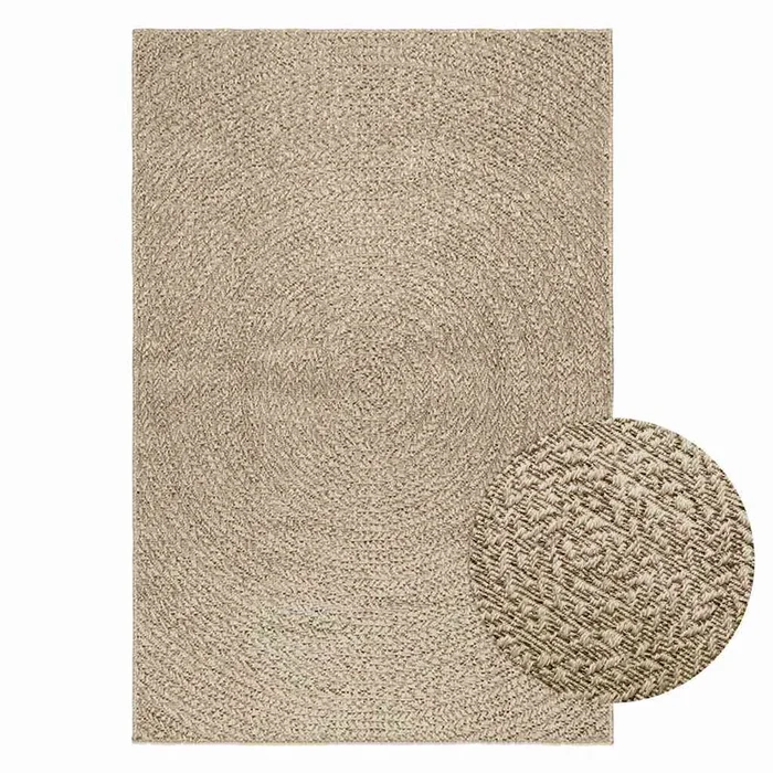 vidaXL Alfombra ZIZUR aspecto yute interior/exterior beige 120×170 cm