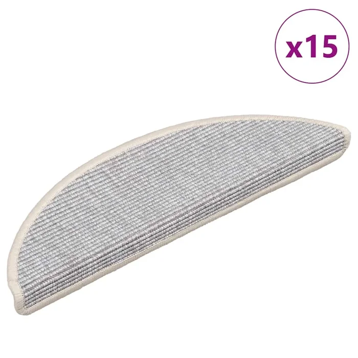 vidaXL Alfombrillas para escaleras 15 unidades 56x17x3 cm Plateadas Semicirculares