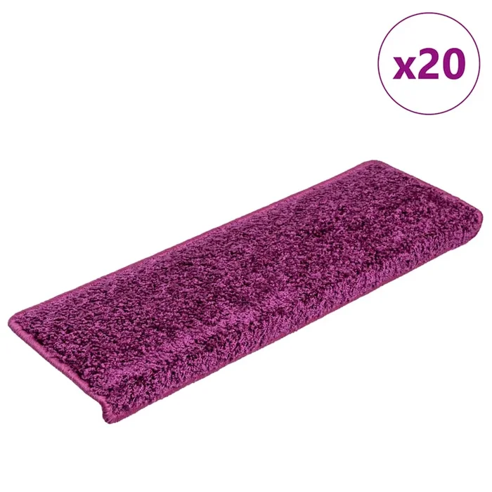 vidaXL Alfombrillas para escaleras 20 unidades 65x21x4 cm violeta borde rectangular