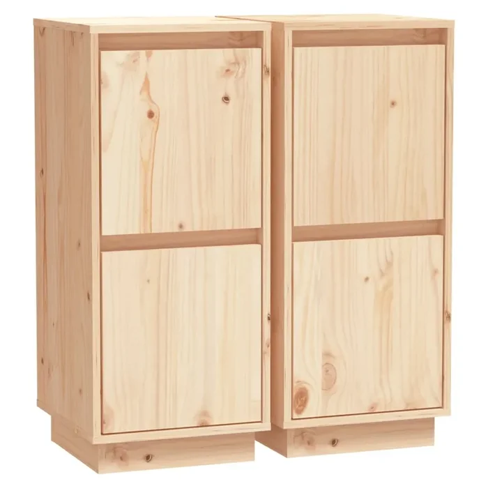 vidaXL Aparador 2 uds madera maciza de pino 31,5x34x75 cm (2)