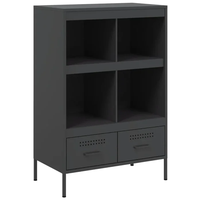 vidaXL Aparador acero negro 68x39x101,5 cm (3)