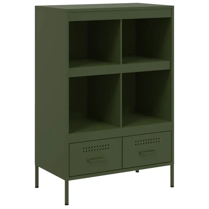 vidaXL Aparador acero verde oliva 68x39x101,5 cm (2)