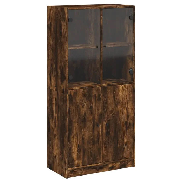 vidaXL Aparador alto con puertas madera roble ahumado 68x37x142 cm (2)