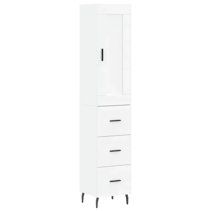 vidaXL Aparador alto madera contrachapada blanco 34,5x34x180 cm (3)