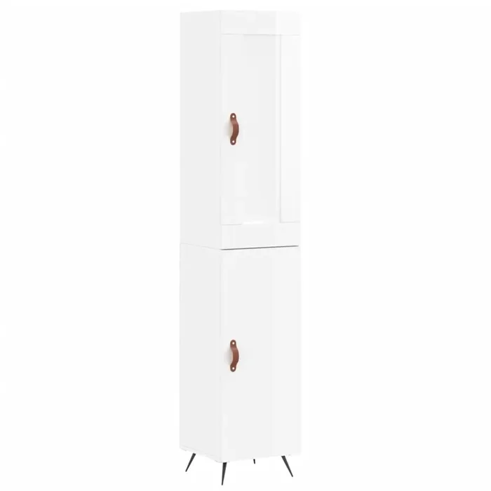 vidaXL Aparador alto madera contrachapada blanco brillo 34,5x34x180 cm