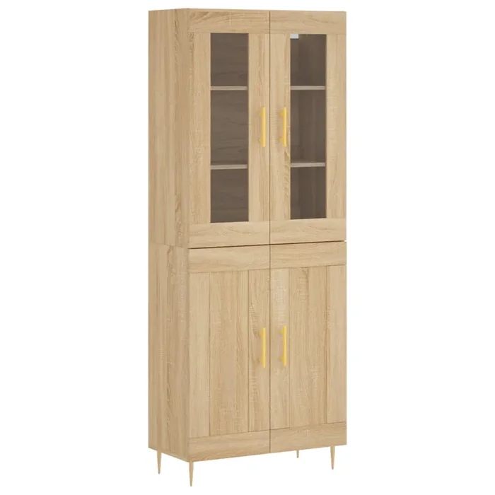 vidaXL Aparador alto madera contrachapada color roble 69,5x34x180 cm (8)