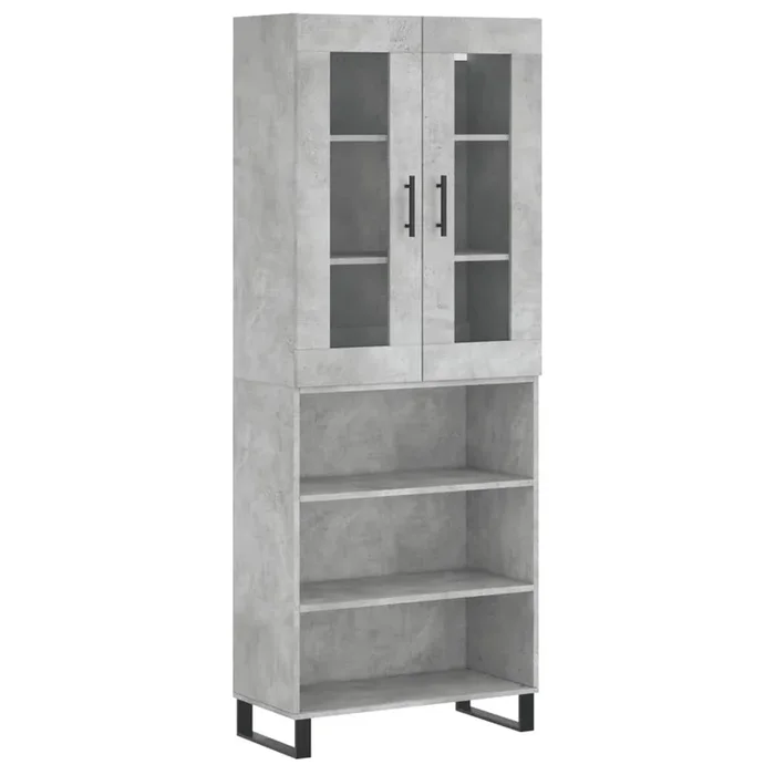 vidaXL Aparador alto madera contrachapada gris hormigón 69,5x34x180 cm (14)