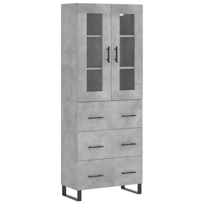 vidaXL Aparador alto madera contrachapada gris hormigón 69,5x34x180 cm (205)