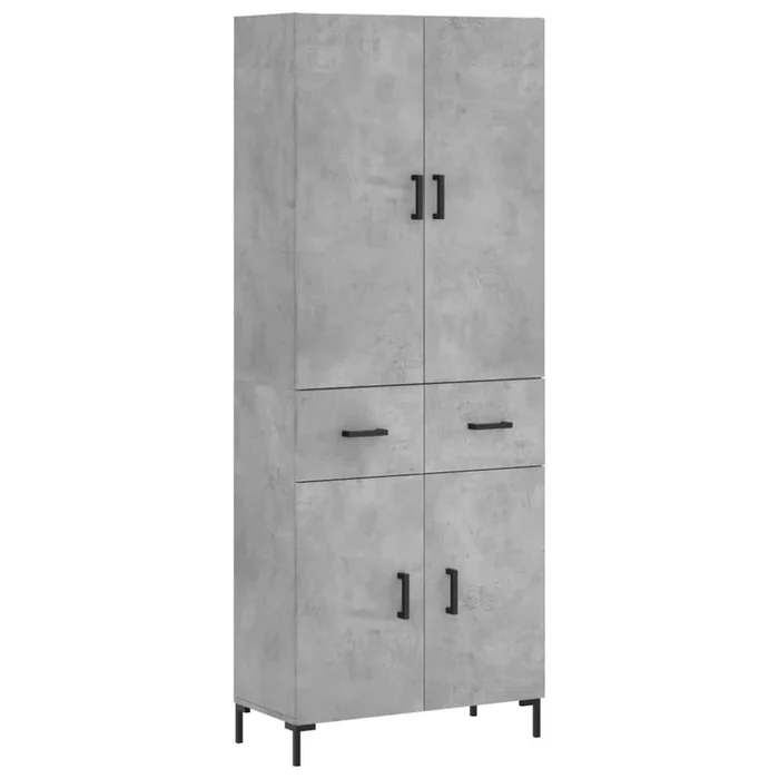 vidaXL Aparador alto madera contrachapada gris hormigón 69,5x34x180 cm (206)