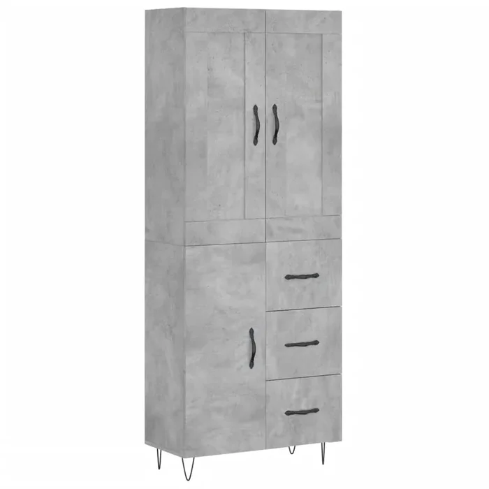 vidaXL Aparador alto madera contrachapada gris hormigón 69,5x34x180 cm (25)