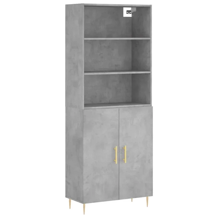 vidaXL Aparador alto madera contrachapada gris hormigón 69,5x34x180 cm (87)
