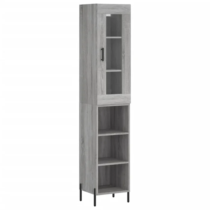 vidaXL Aparador alto madera contrachapada gris Sonoma 34,5x34x180 cm (73)