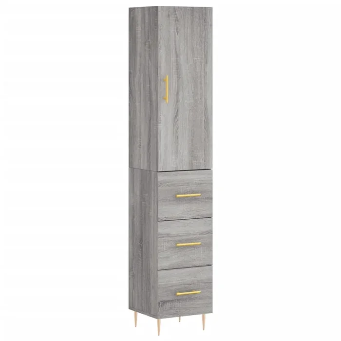 vidaXL Aparador alto madera contrachapada gris Sonoma 34,5x34x180 cm (9)