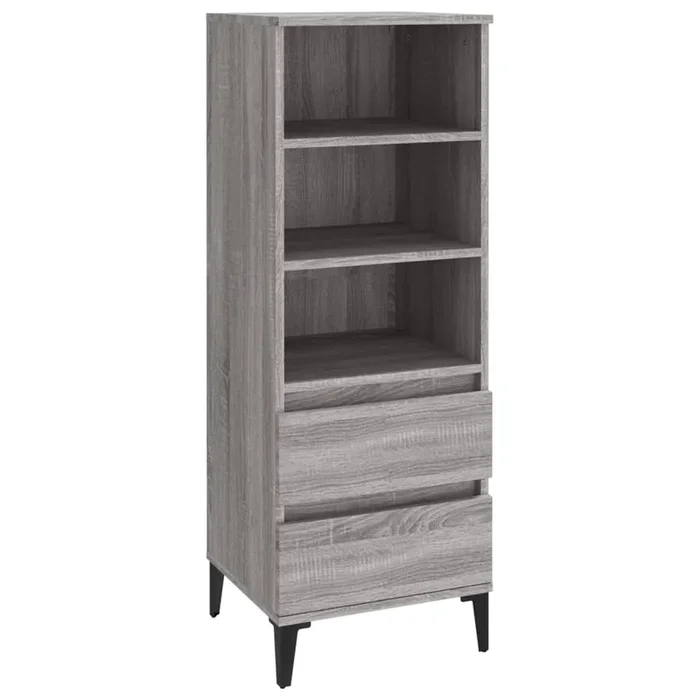 vidaXL Aparador alto madera contrachapada gris Sonoma 40x36x110 cm (3)