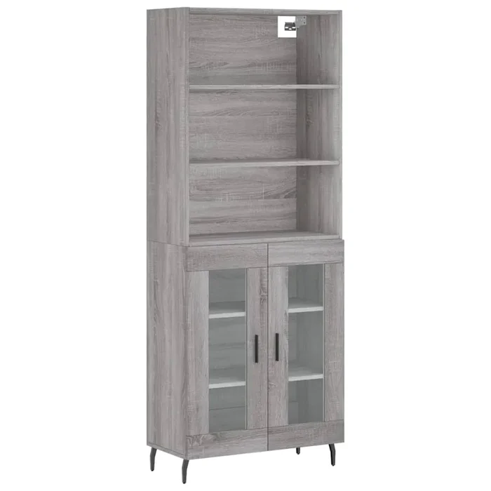 vidaXL Aparador alto madera contrachapada gris sonoma 69,5x34x180 cm (111)