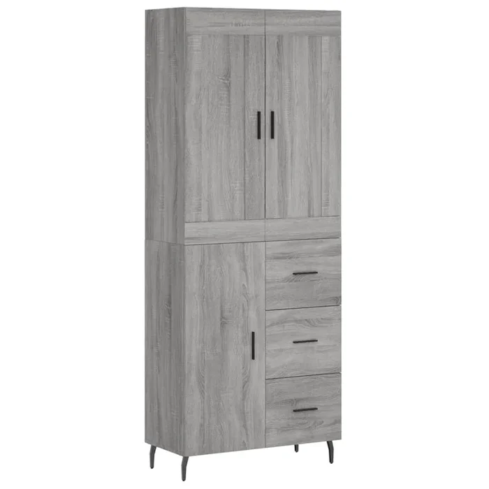 vidaXL Aparador alto madera contrachapada gris sonoma 69,5x34x180 cm (119)