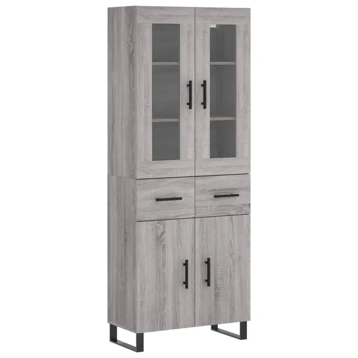 vidaXL Aparador alto madera contrachapada gris sonoma 69,5x34x180 cm (12)