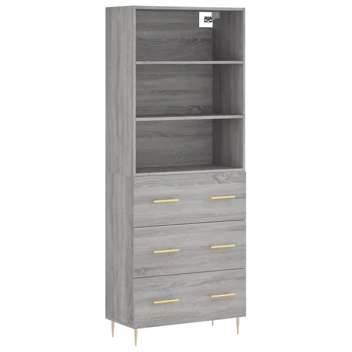 vidaXL Aparador alto madera contrachapada gris sonoma 69,5x34x180 cm (188)
