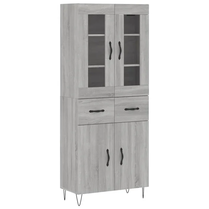vidaXL Aparador alto madera contrachapada gris sonoma 69,5x34x180 cm (194)
