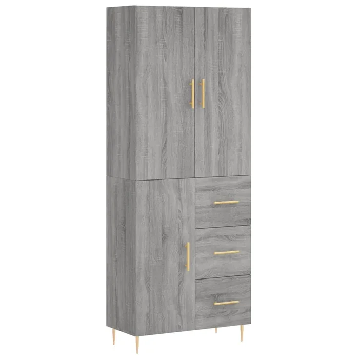 vidaXL Aparador alto madera contrachapada gris sonoma 69,5x34x180 cm (85)