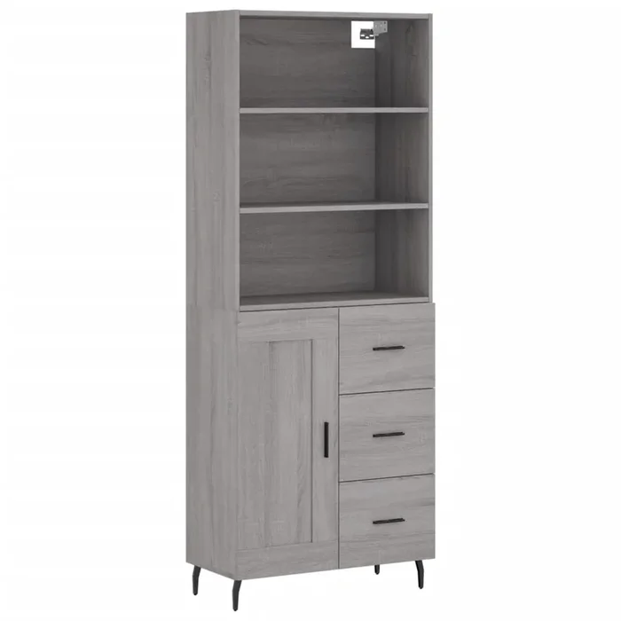 vidaXL Aparador alto madera contrachapada gris sonoma 69,5x34x180 cm (91)