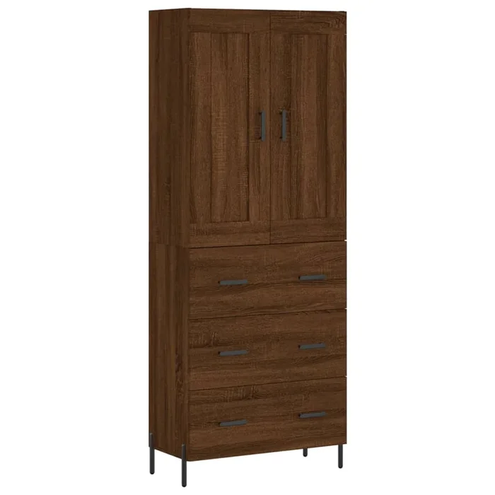 vidaXL Aparador alto madera contrachapada marrón roble 69,5x34x180 cm (2)