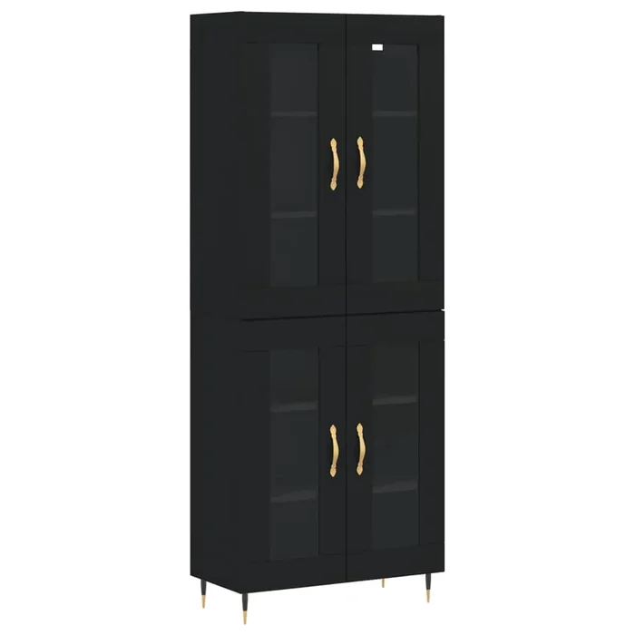 vidaXL Aparador alto madera contrachapada negro 69,5x34x180 cm (2)