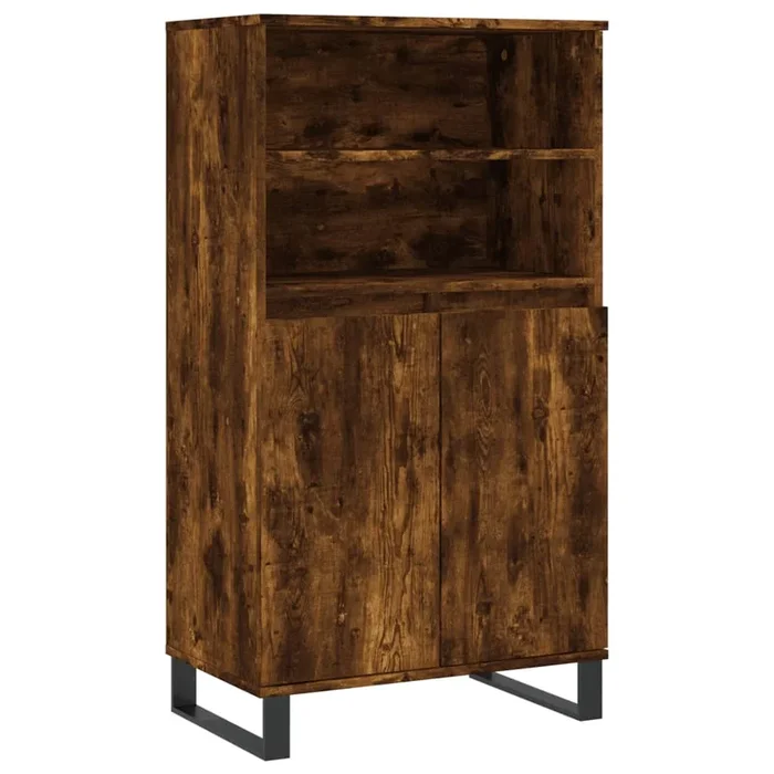 vidaXL Aparador alto madera contrachapada roble ahumado 60x36x110 cm (2)
