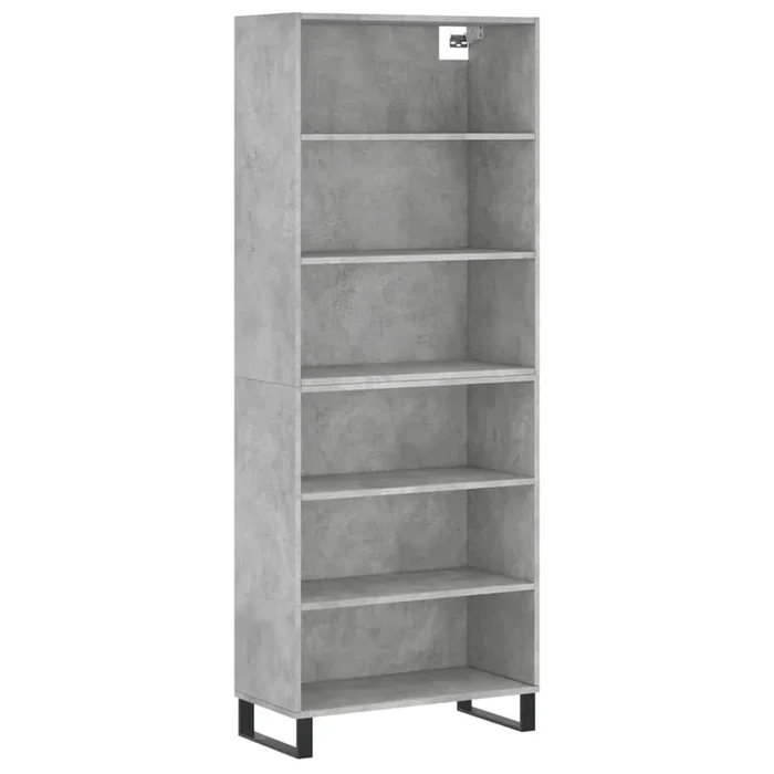 vidaXL Aparador alto madera ingeniería gris hormigón 69,5×32,5×180 cm (4)