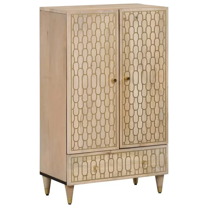 vidaXL Aparador alto madera maciza de mango 60x33x100 cm (3)