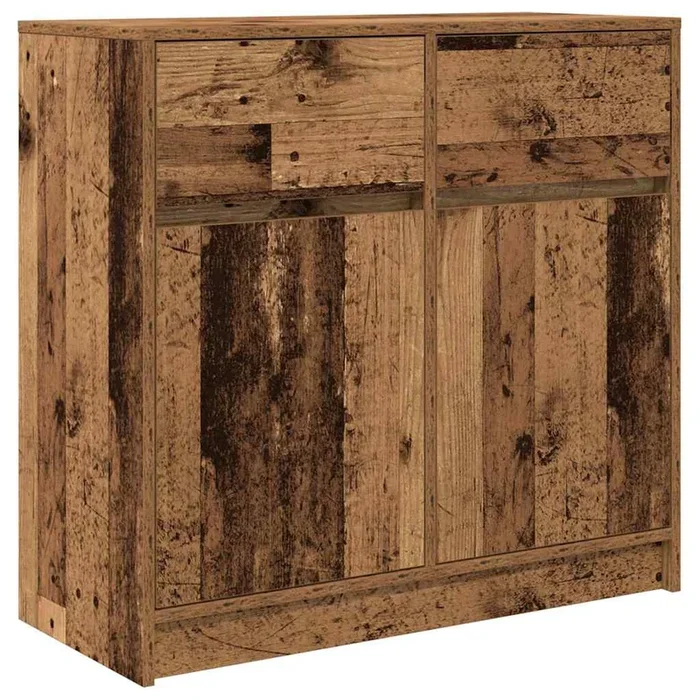 vidaXL Aparador con cajón madera antigua 80x34x76cm Madera ingeniería