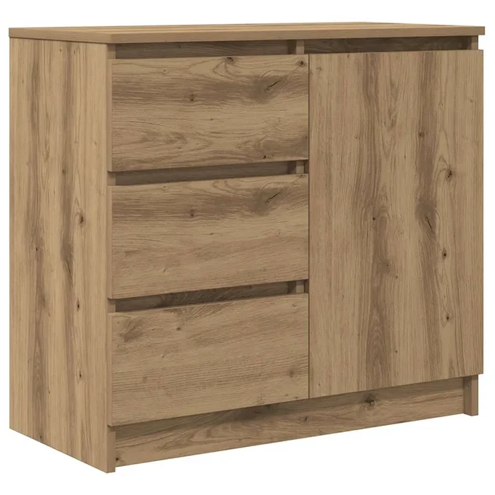 vidaXL Aparador con cajón roble artesanal 71x35x65cm madera ingeniería (2)