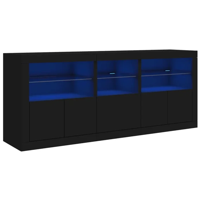 vidaXL Aparador con luces LED negro 162x37x67 cm (2)