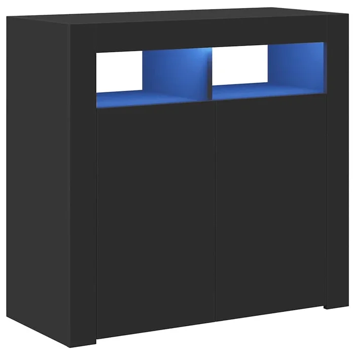 vidaXL Aparador con luces LED negro 80x35x75 cm