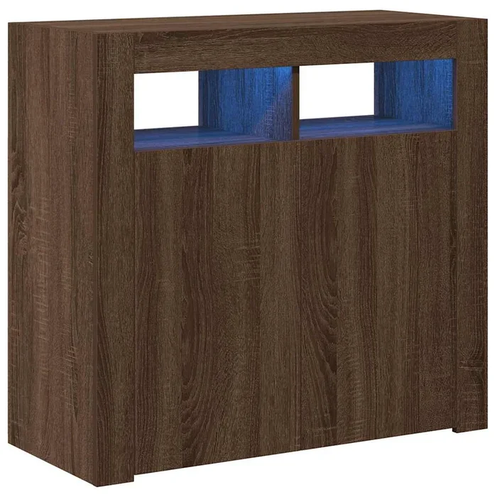 vidaXL Aparador con luces LED roble ahumado 80x35x75 cm