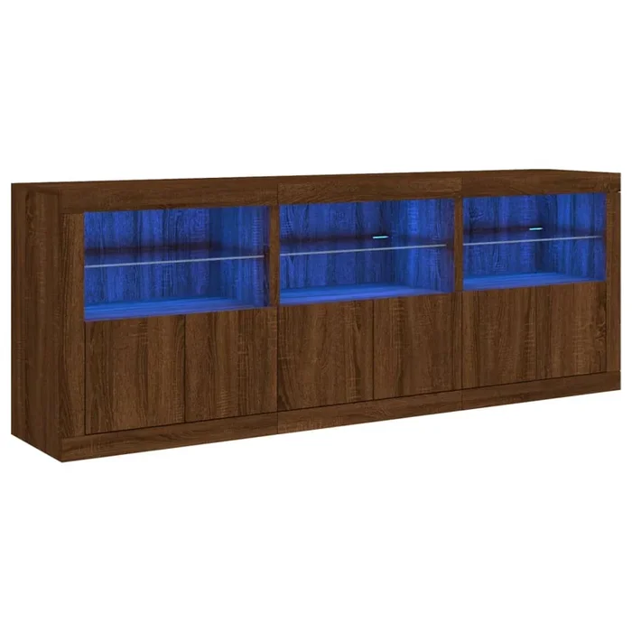 vidaXL Aparador con luces LED roble marrón 181,5x37x67 cm (2)