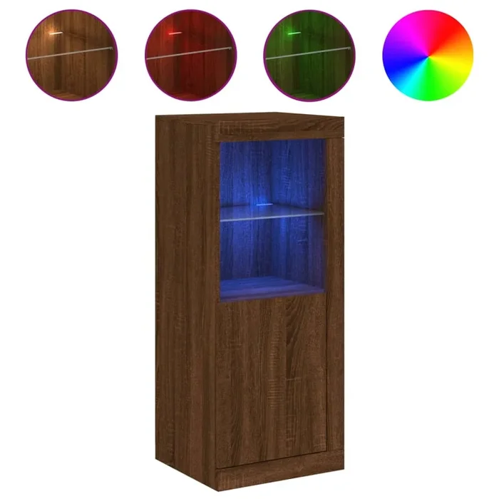vidaXL Aparador con luces LED roble marrón 41x37x100 cm (3)