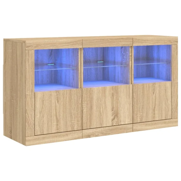 vidaXL Aparador con luces LED roble Sonoma 123x37x67 cm (2)
