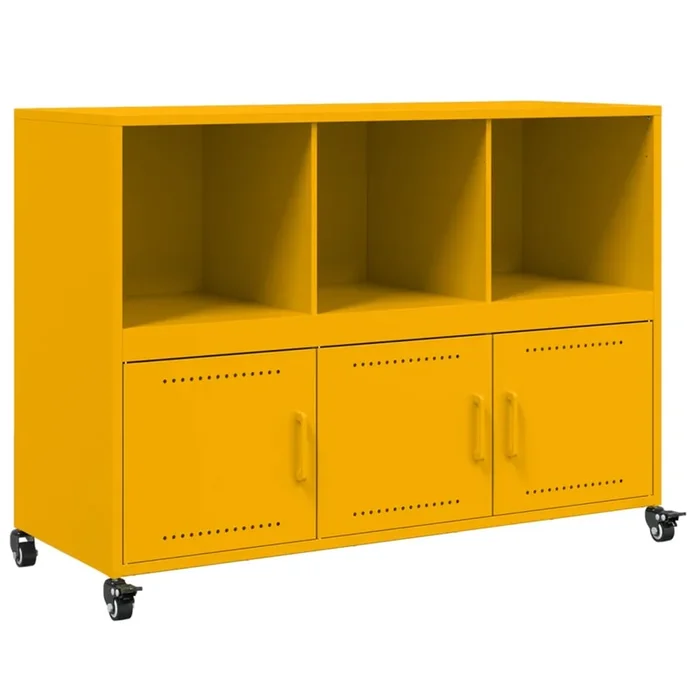 vidaXL Aparador de acero amarillo mostaza 100,5x39x72 cm (2)