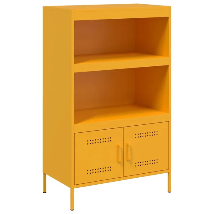 vidaXL Aparador de acero amarillo mostaza 68x39x113 cm
