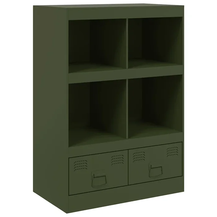 vidaXL Aparador de acero verde oliva 67x39x95 cm (2)