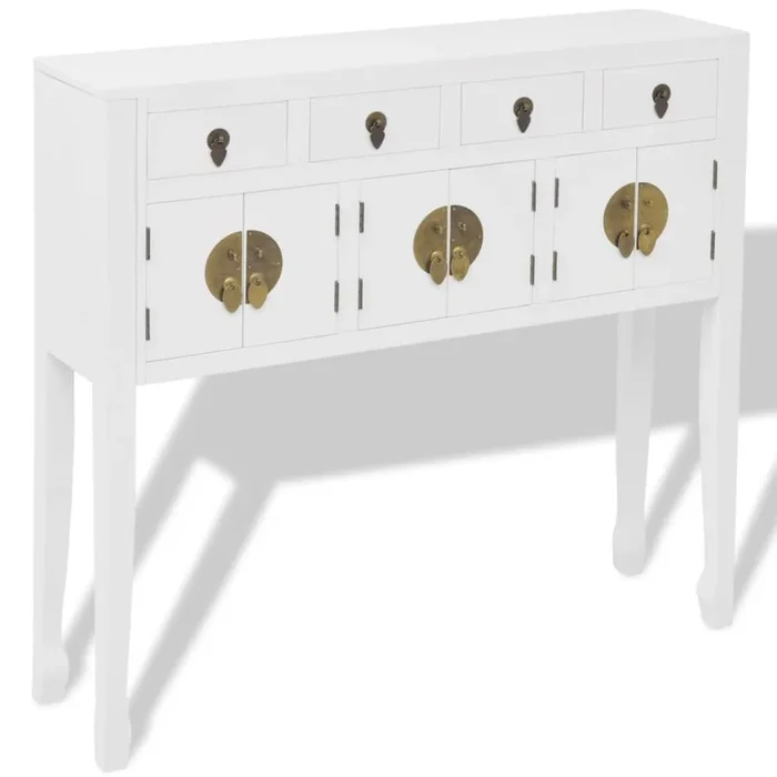 vidaXL Aparador de estilo chino de madera maciza blanco