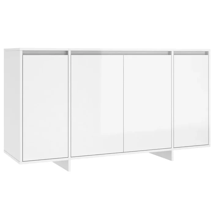 vidaXL Aparador de madera contrachapada blanco brillante 135x41x75 cm