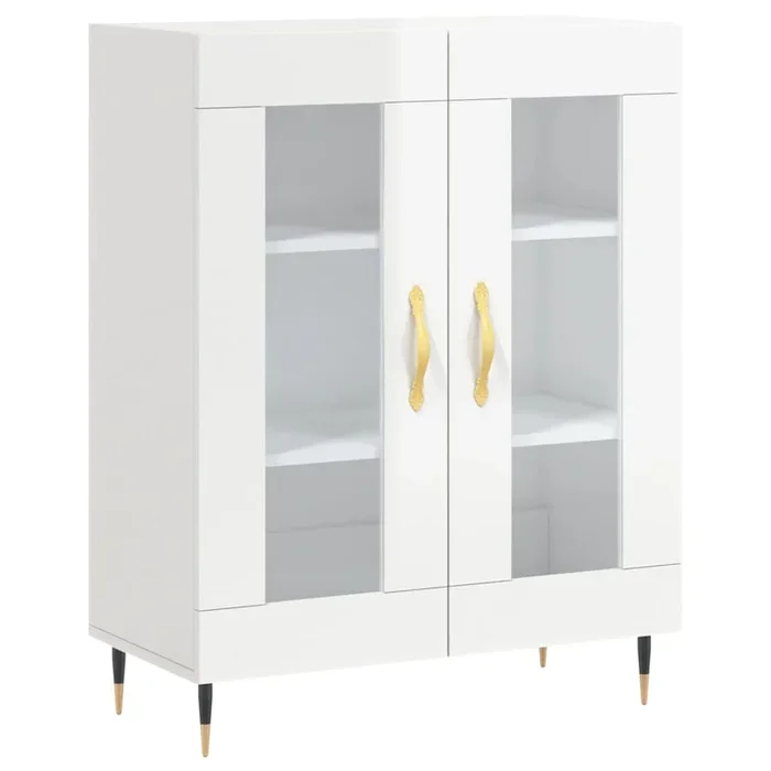 vidaXL Aparador de madera contrachapada blanco brillante 69,5x34x90 cm (25)