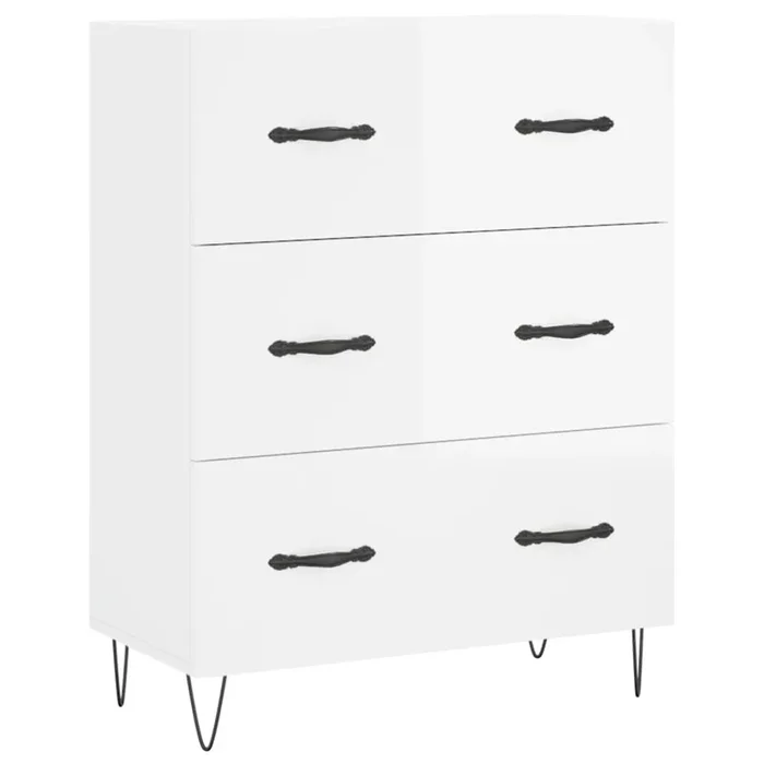 vidaXL Aparador de madera contrachapada blanco brillante 69,5x34x90 cm (36)